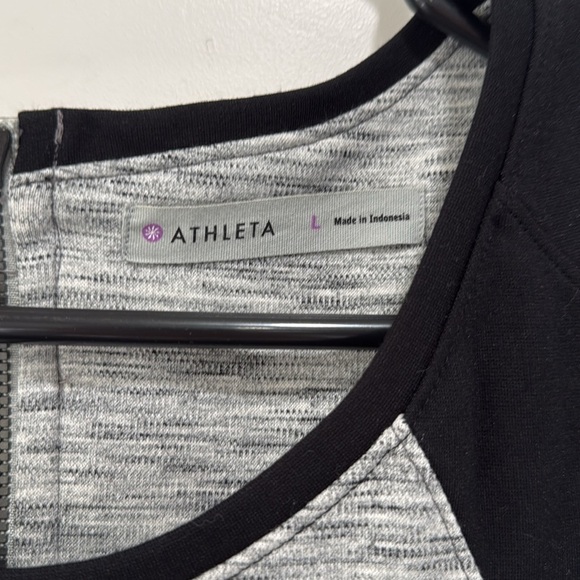 Athleta Black Heathered Gray Two Tone CityScape Ponte Knit Sheath Dress Large - Picture 4 of 9